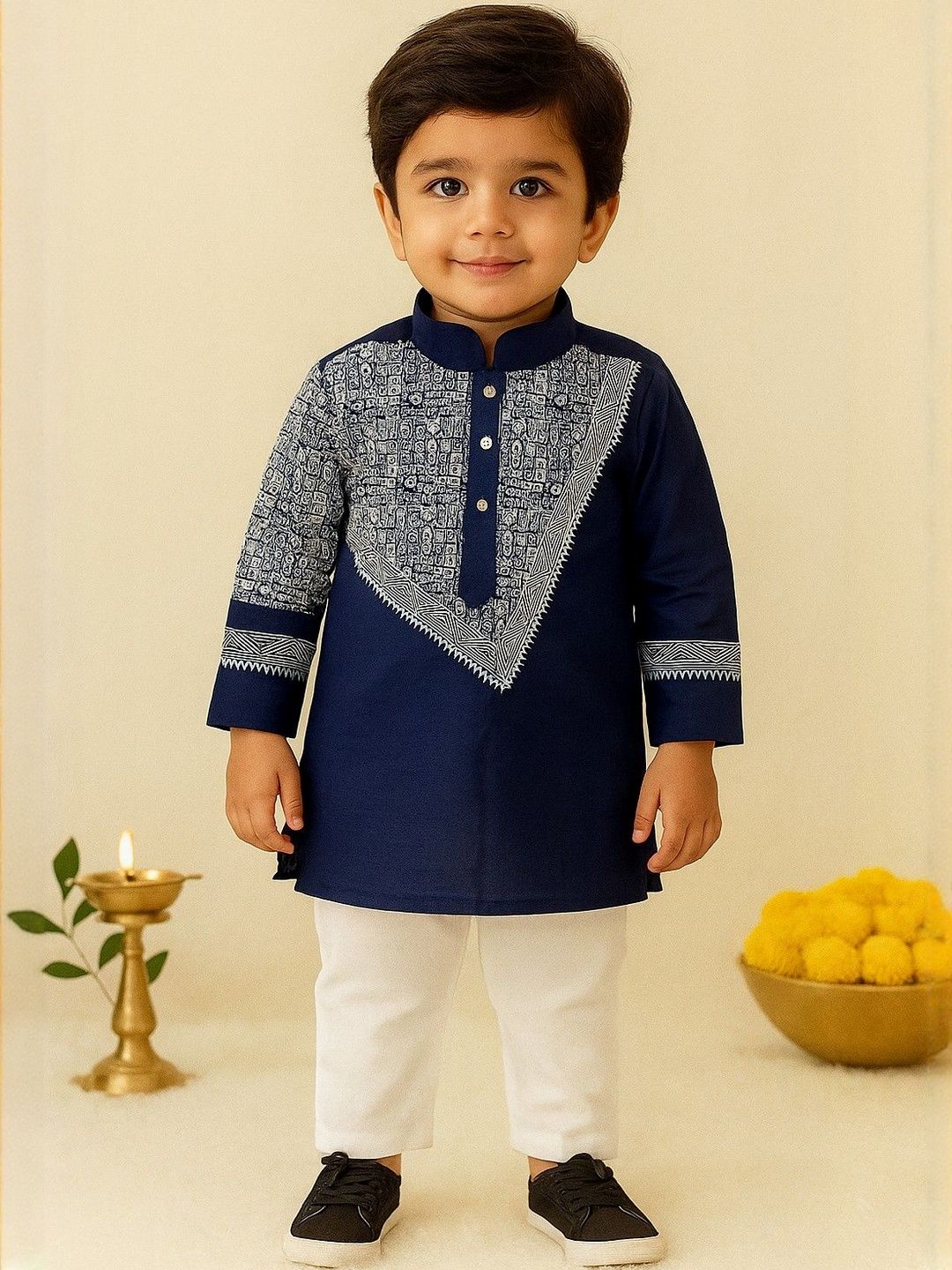 Cae Boys Ethnic Motifs Printed Regular Dupion Silk Kurta with Pyjamas-picture-25