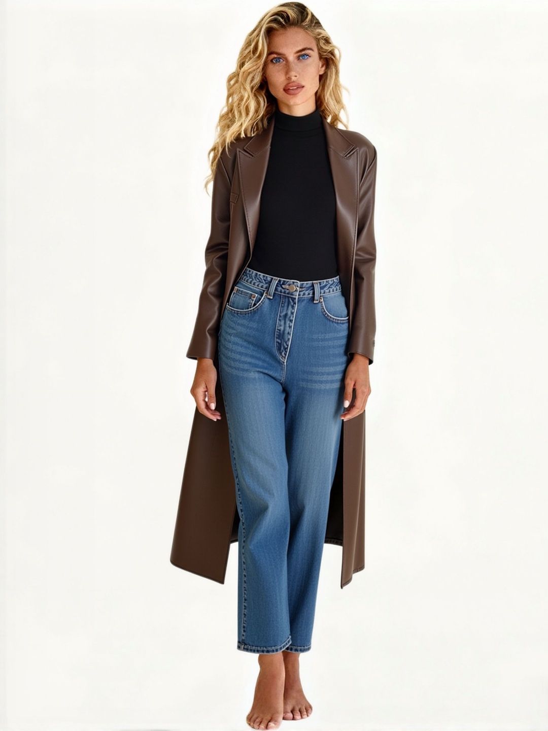 bebe Women Lapel Collar Solid Leather Jacket-image-44