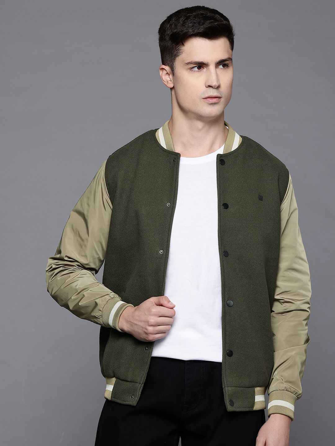 Allen Solly Stand Collar Varsity Jacket-picture-37