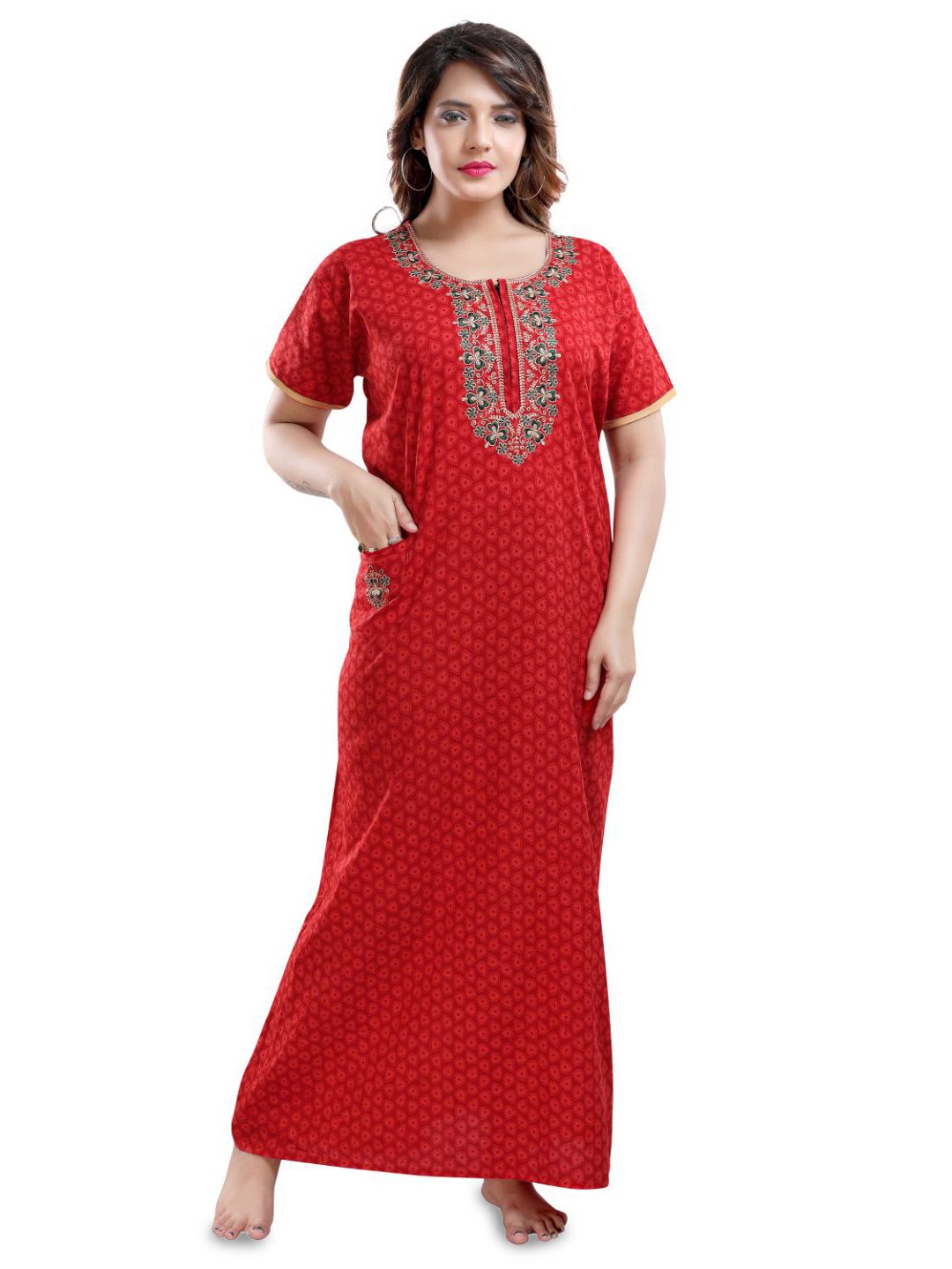 TRUNDZ Women Printed Maxi Nightdress-picture-22