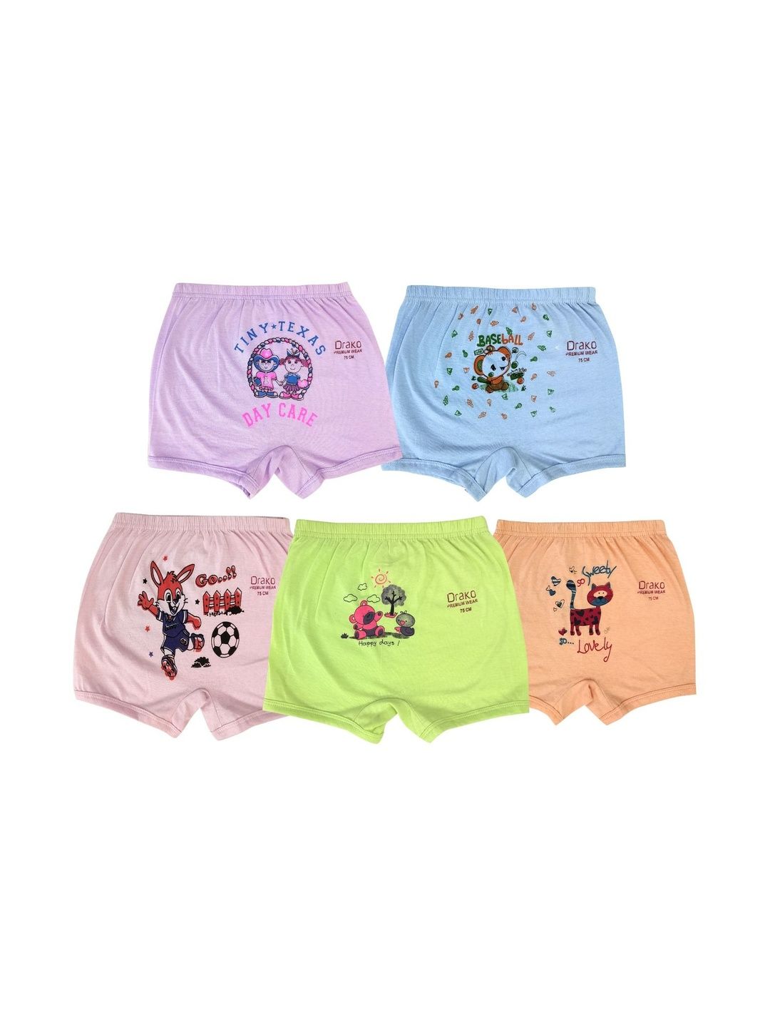 DRAKO Boys Pack of 5 Cotton Mid-Rise BoyShort Brief-picture-56