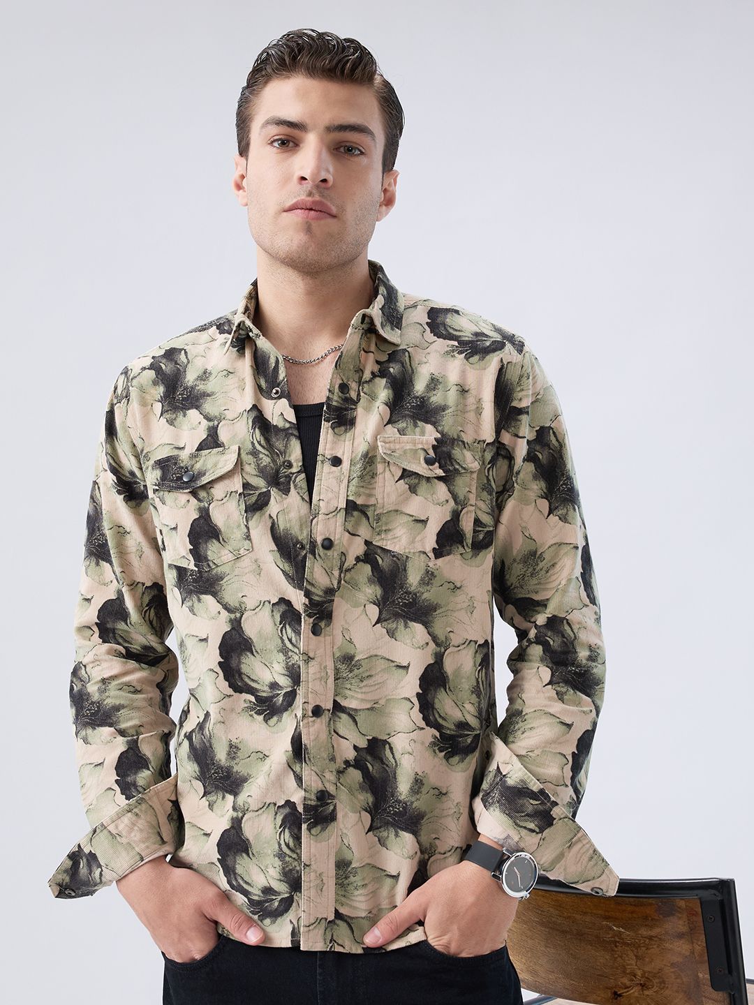 VASTRADO Men Classic Slim Fit Floral Printed Casual Shirt-picture-19