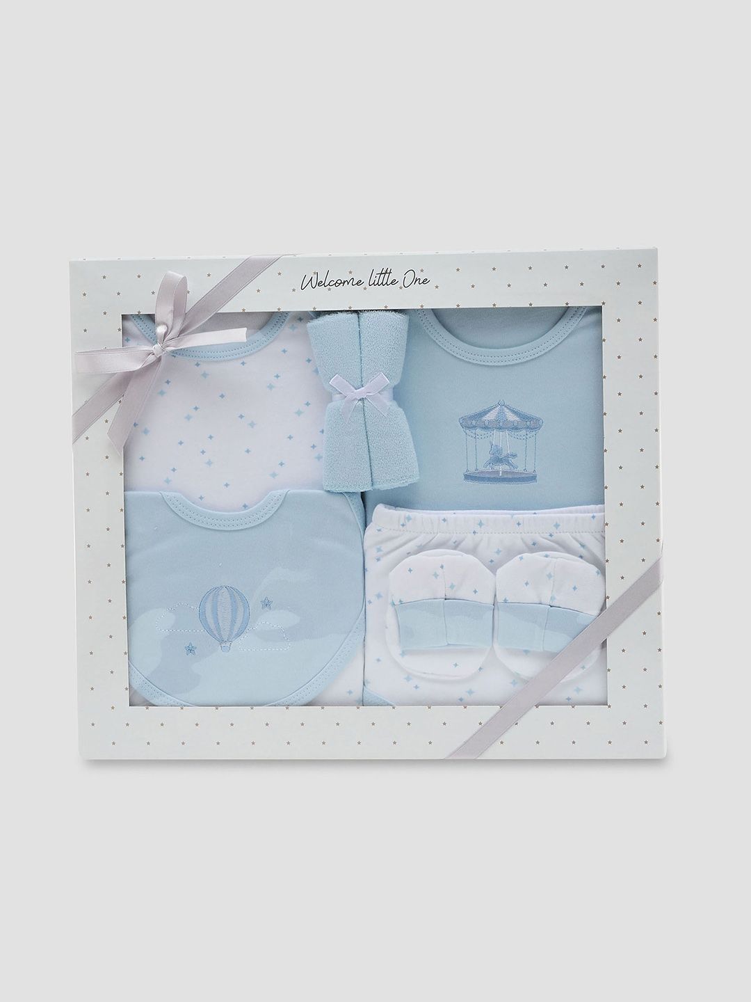 Juniors by Babyshop Infant Boys 6-Pcs Star Printed Cotton Baby Apparel Gift Set-picture-25