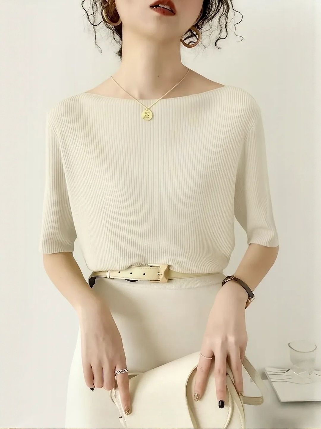 SZN Women Boat Neck Ribbed Top-picture-30