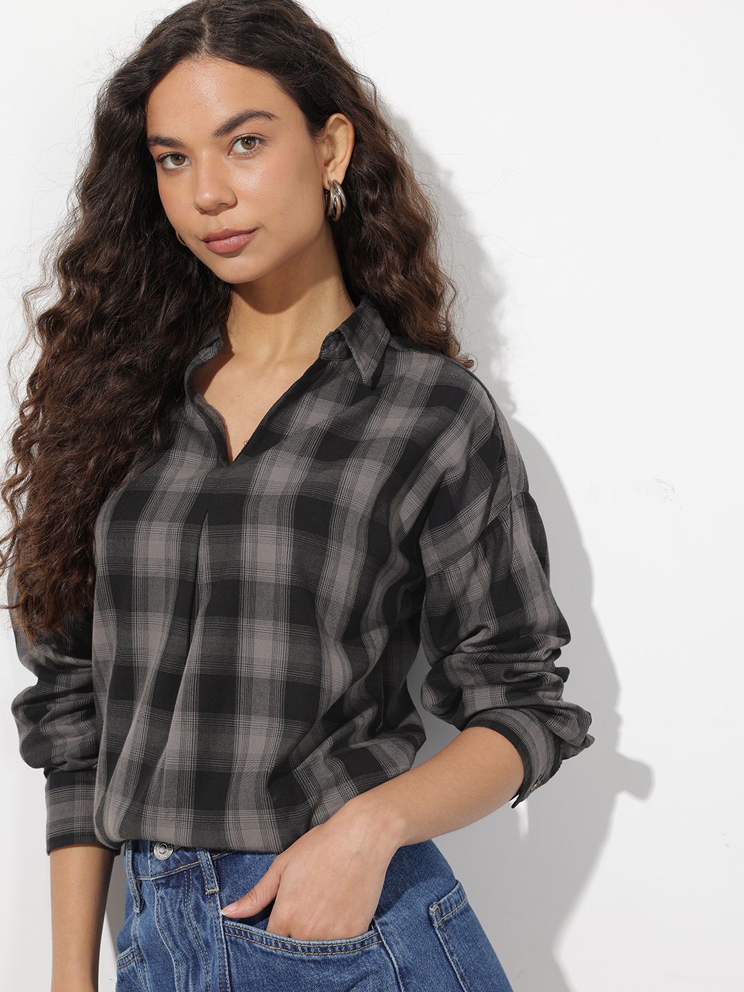 The Roadster Life Co. Checked Cuffed Sleeves Shirt Style Top-picture-47