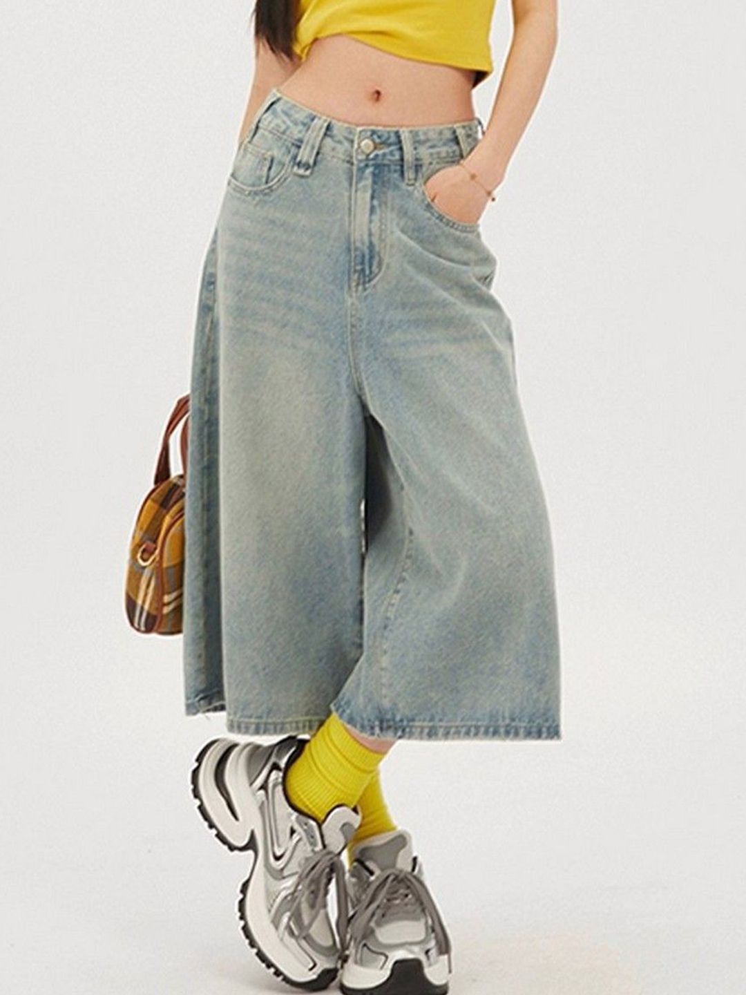 StyleCast Women Wide Leg High-Rise Light Fade Denim Culottes Jeans-picture-13