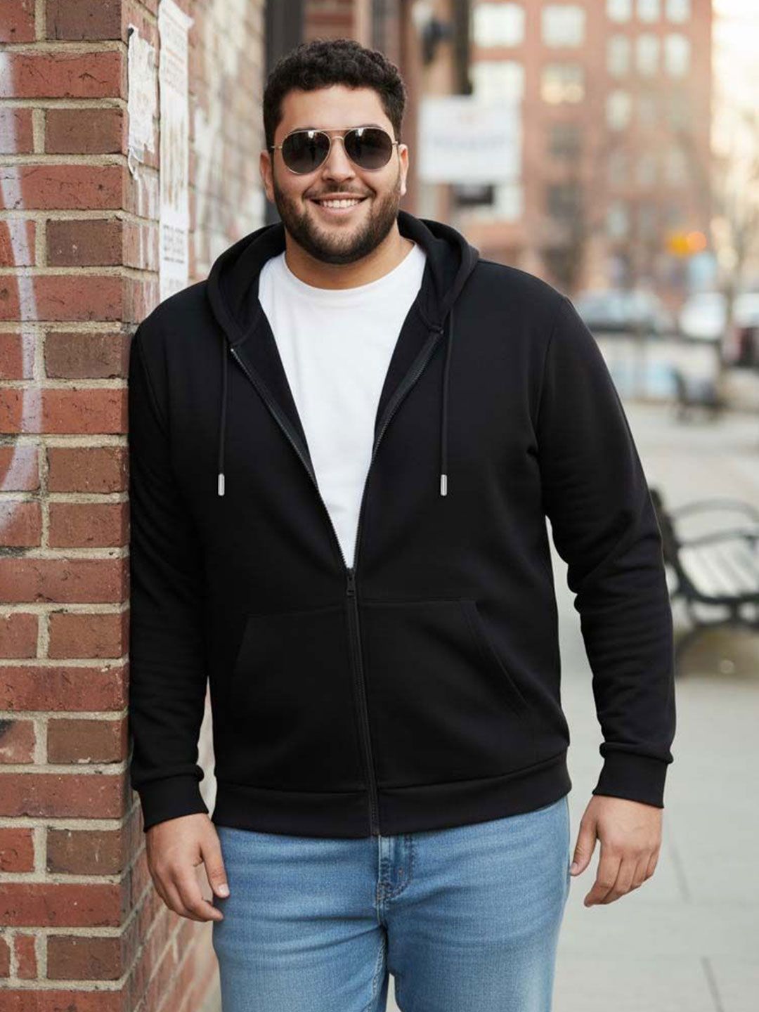 UNSTD Men Plus Size Solid Hooded Cotton Sweatshirt-image-19