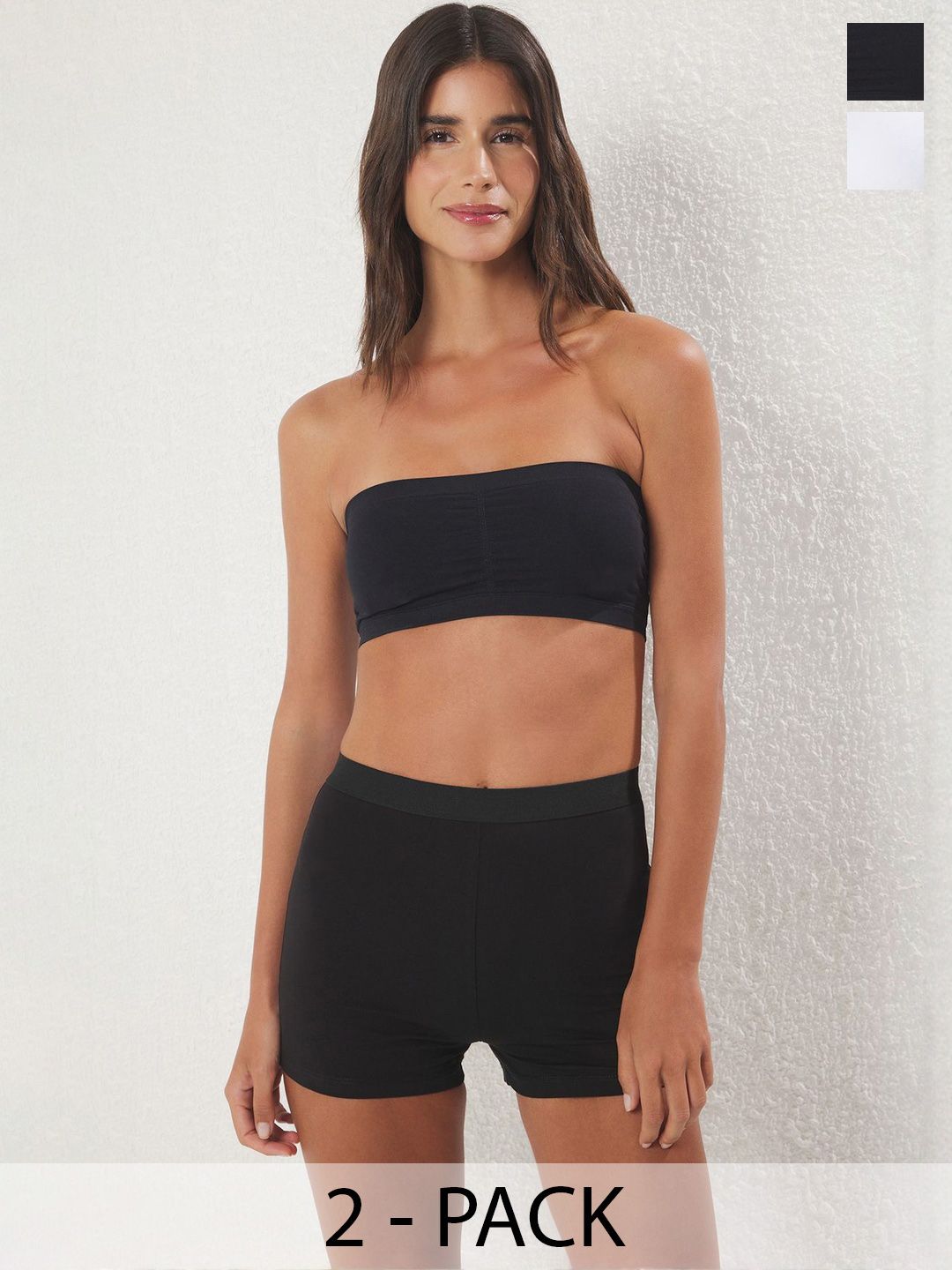 Trendyol Women Pack of 2 Siyah-Beyaz Medium Coverage Non-Wired & Non Padded Bandeau Bra-picture-46