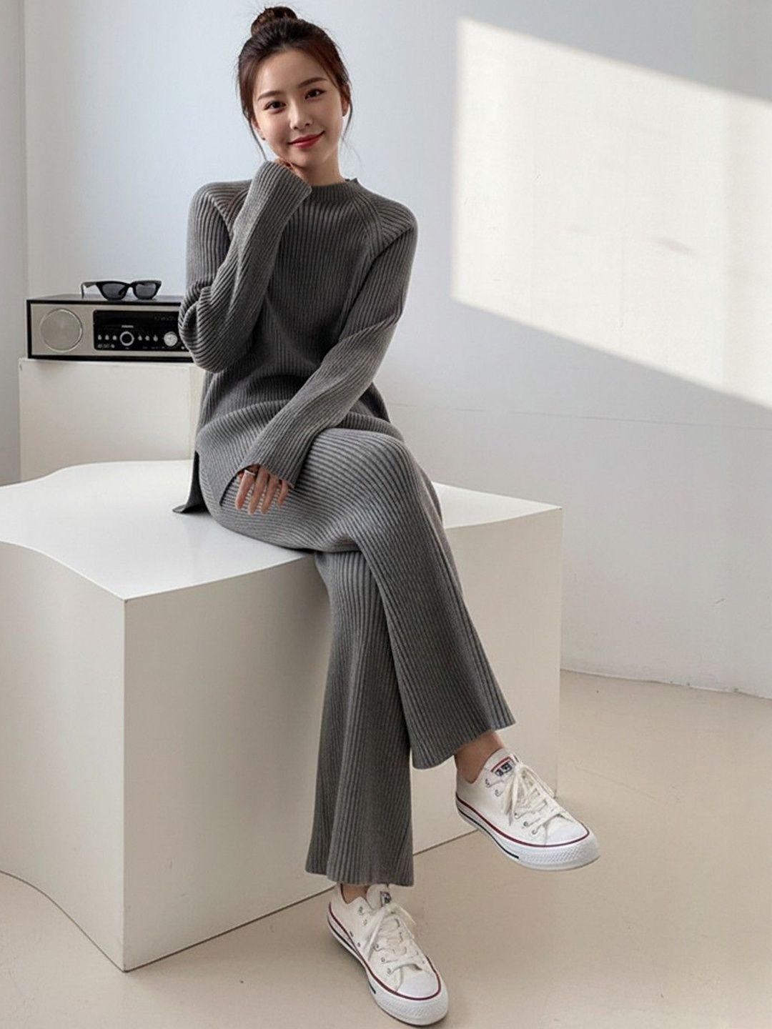 Mast & Harbour High-Neck Long Sleeves Sweater With Trousers-picture-26