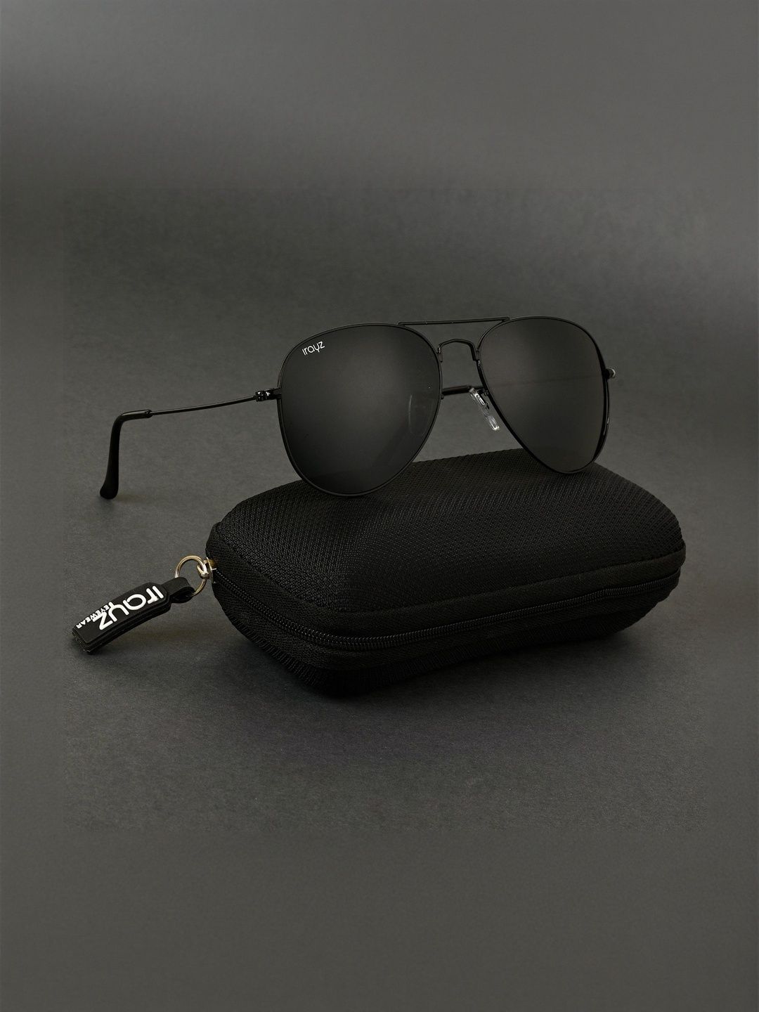 Irayz Unisex Black Lens & Black Aviator Sunglasses with-picture-7