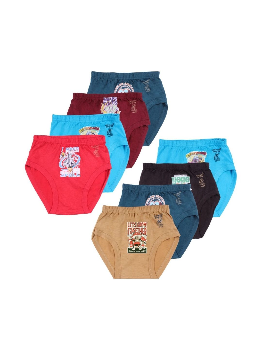 Kids Basket Boys Pack Of 8 Printed Cotton Mid-Rise Breathable Basic Briefs-picture-38
