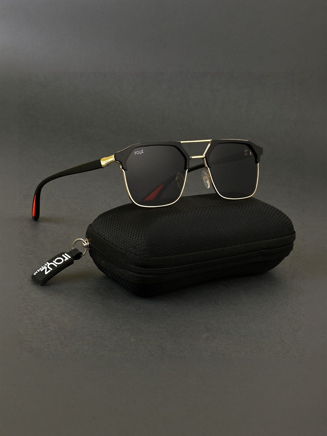 Irayz Unisex Black Lens & Gold-Toned Square Sunglasses with-picture-24