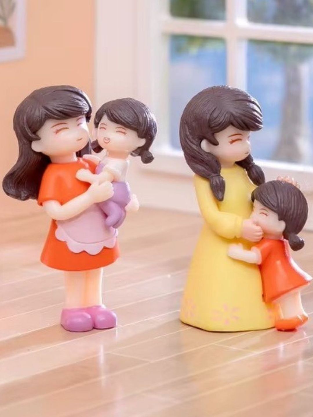 Ascension Orange Polyresin Cute Mother and Child Miniature 2 Pieces Showpieces-2.36 inch-picture-33