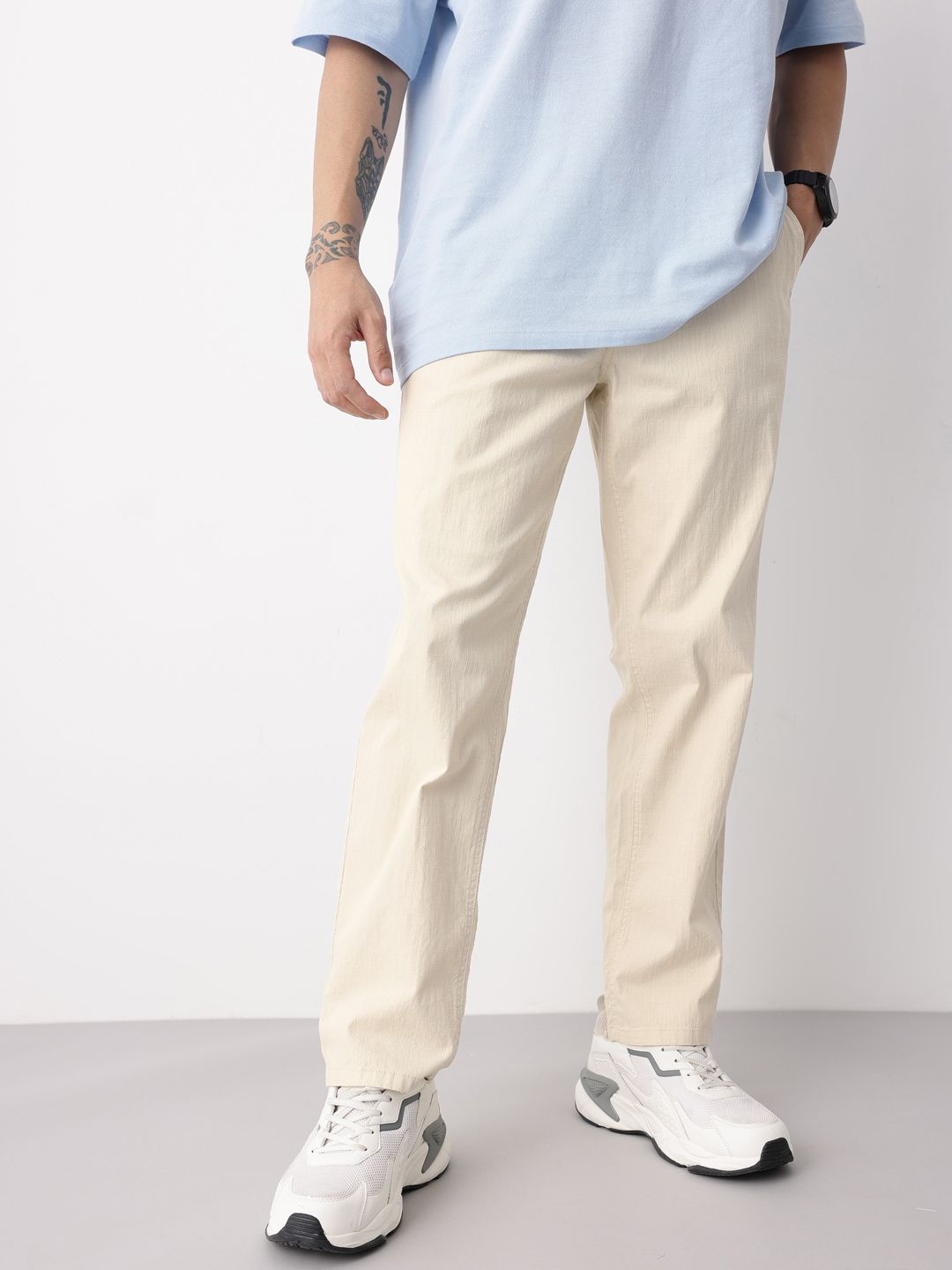 Mast & Harbour Men Relaxed Fit Casual Trousers-picture-17
