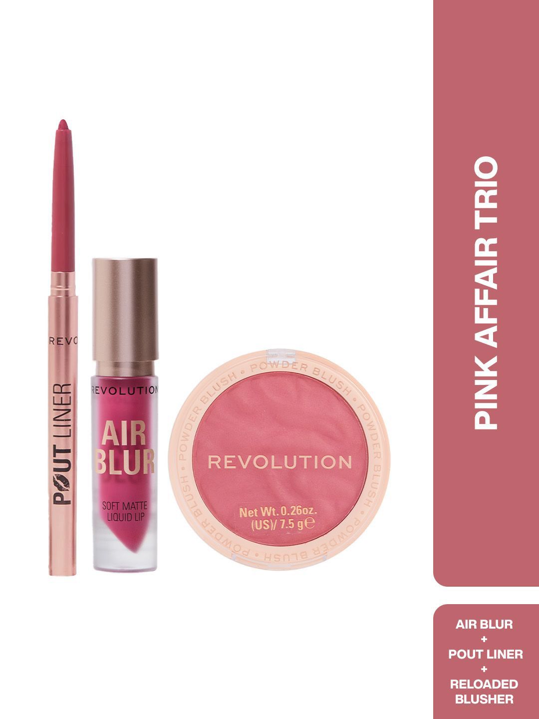 Makeup Revolution London Set Of 3 Blusher Reloaded & Air Blur Liquid & Pout Bomb Lip Liner-picture-22