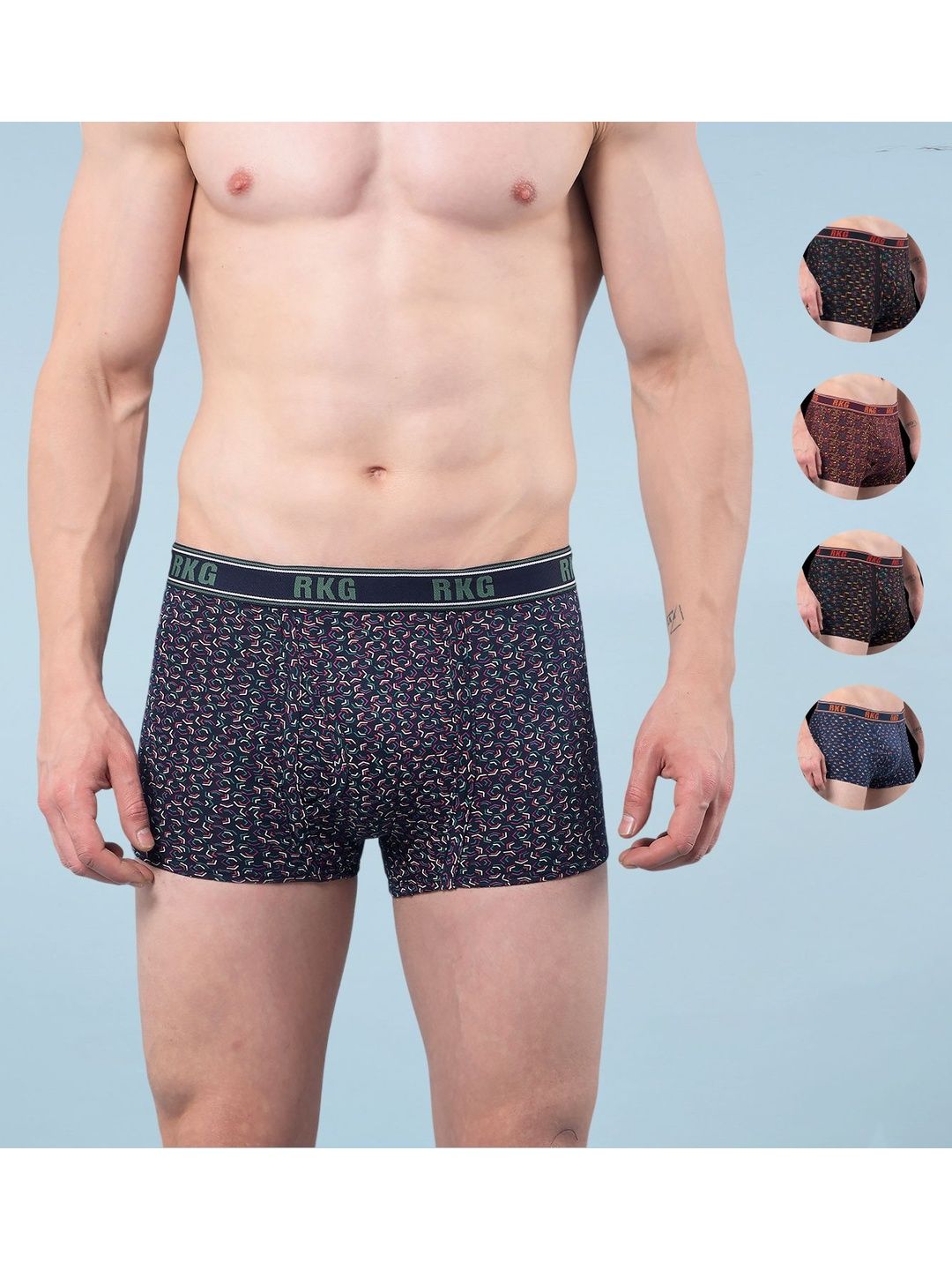 RKG Men Pack Of 5 Assorted Mid Rise Trunk-picture-12