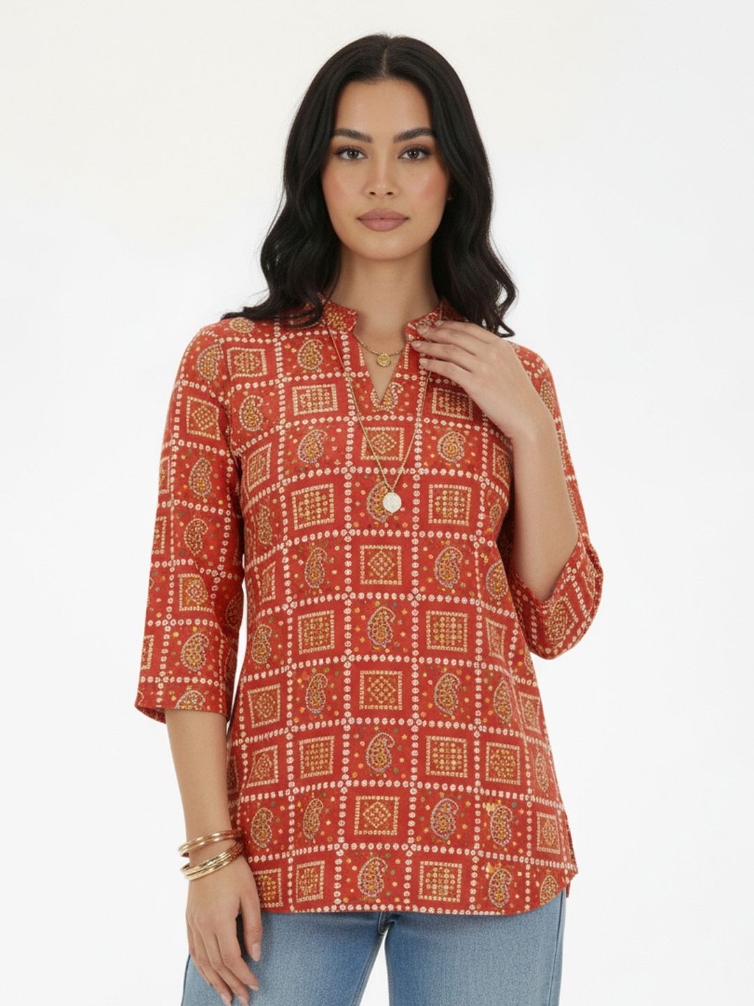 Anouk Rustic Bandhani Printed Kurti-image-6
