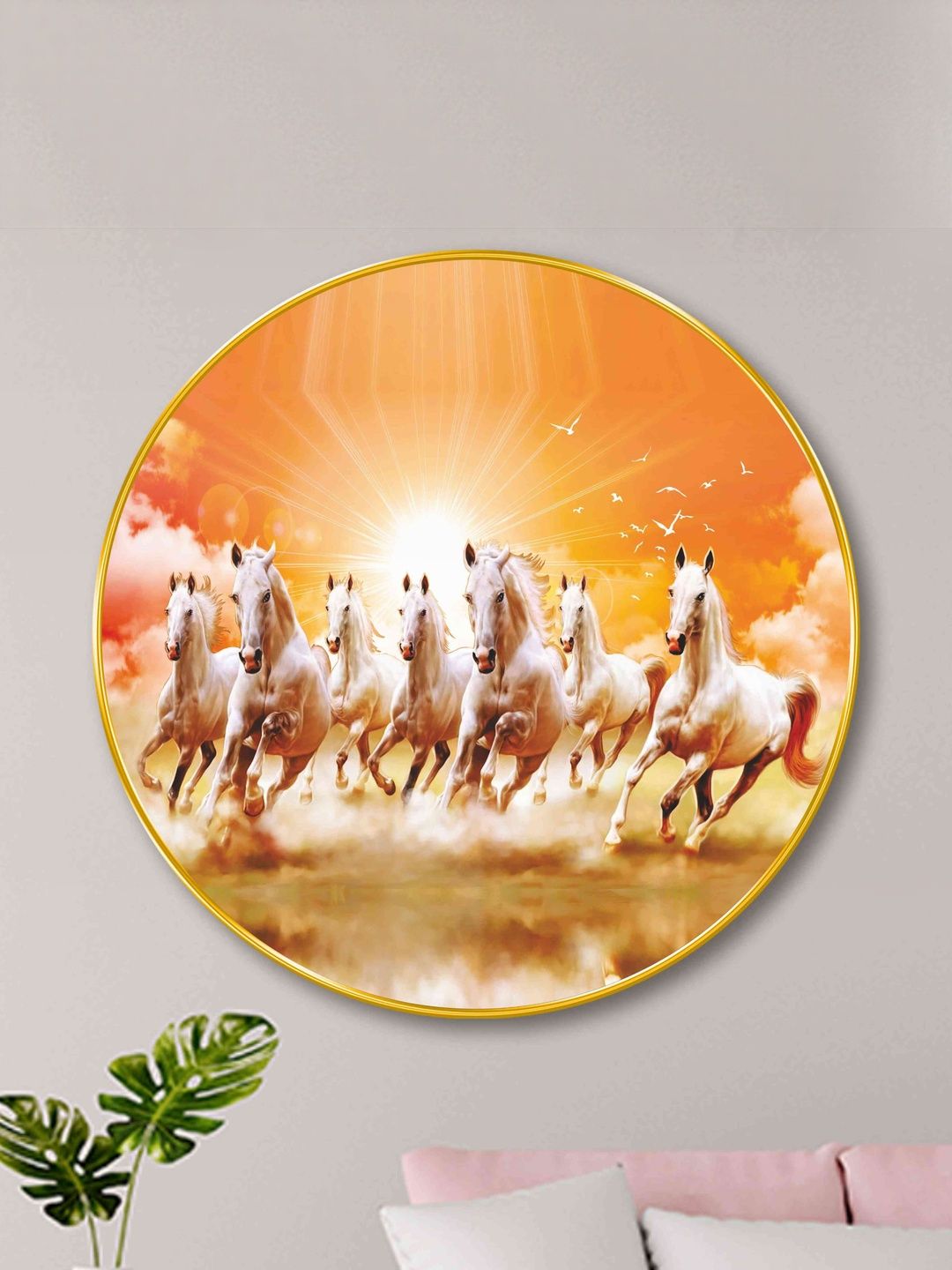 Myntra Elegant Homes Orange Krishna Wall Hallway Portrait Painting Wall Art 20" x 20"-picture-27