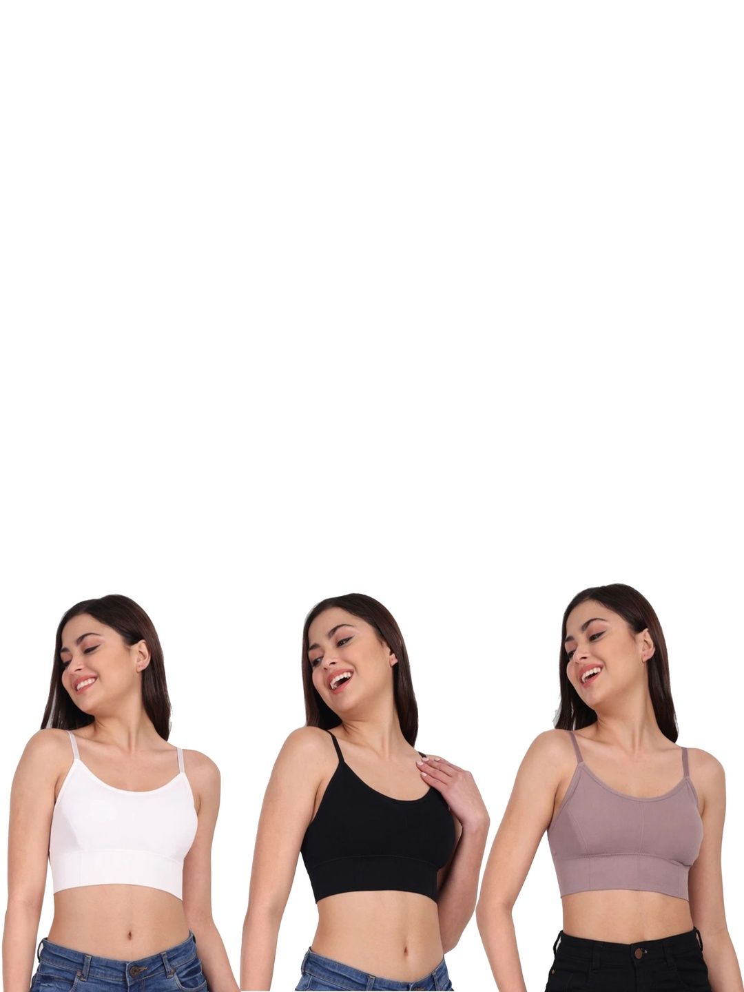 US FASHION Pack Of 3 Women Full Coverage Lightly Padded Cami Sports Bras-picture-29