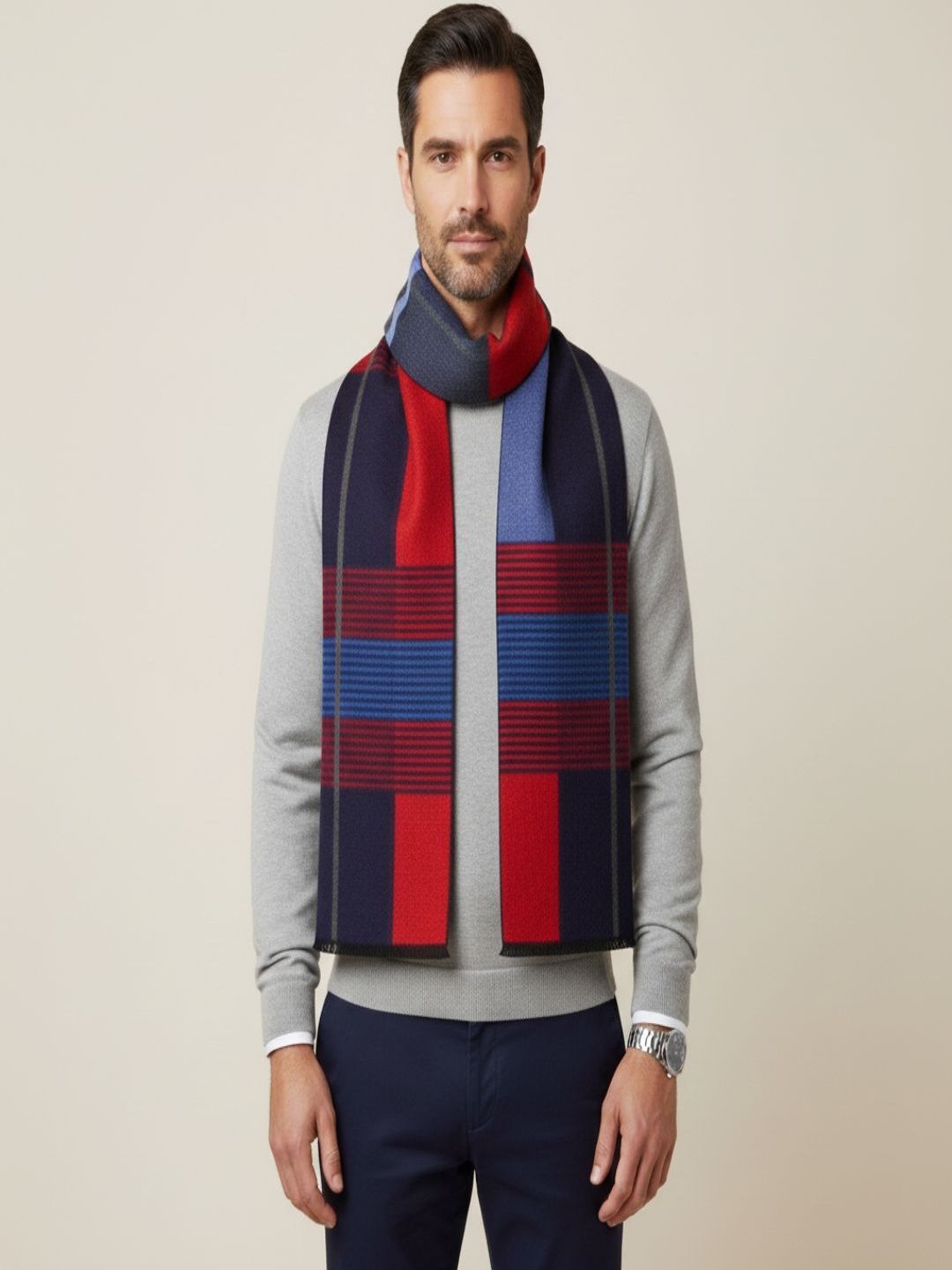 MUFFLY Men Striped Merino Wool Mufflers-picture-11