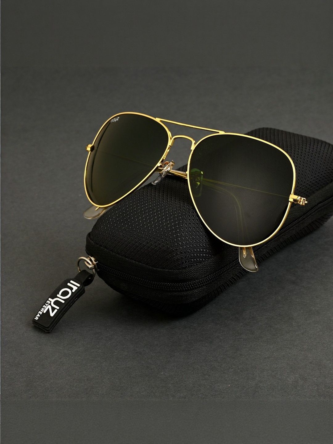 Irayz Unisex Green Lens & Gold-Toned Aviator Sunglasses with-picture-20