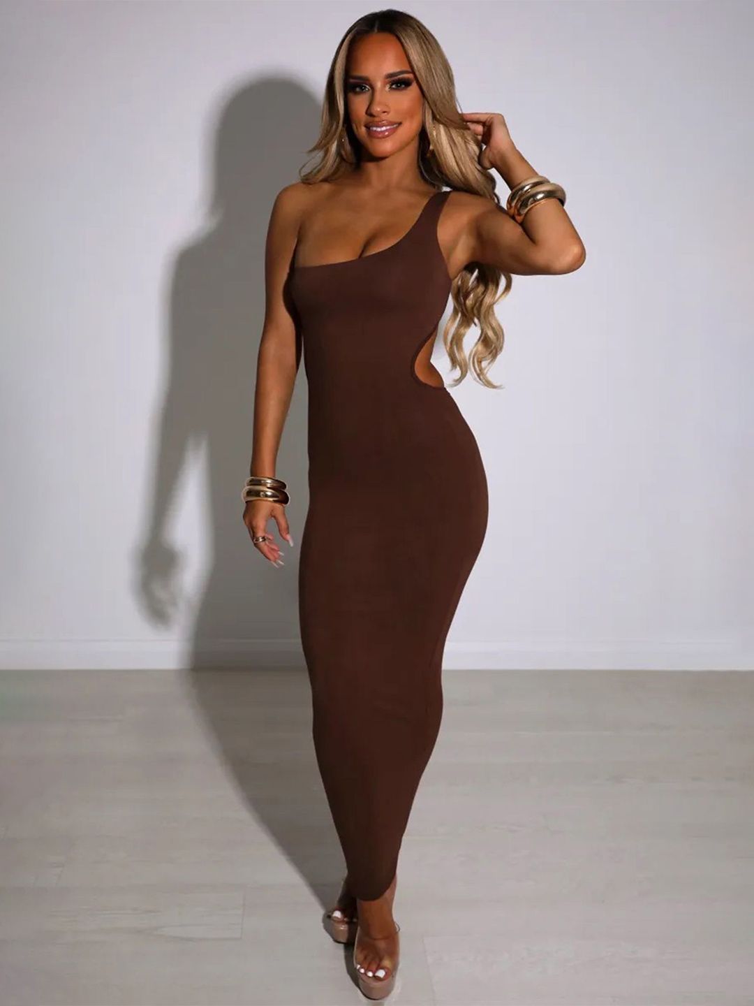 LULU & SKY Women Solid Cut-Outs One Shoulder Bodycon Maxi Dress-picture-22