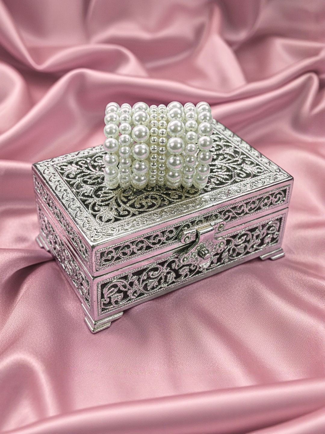 Anouk Stainless Steel Rhodium-Plated Pearls Beaded Multistrand Bracelet-picture-37