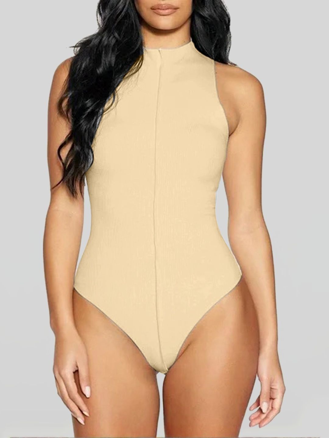 LULU & SKY Women Solid Crew Neck Snap Button Bodysuit-image-49