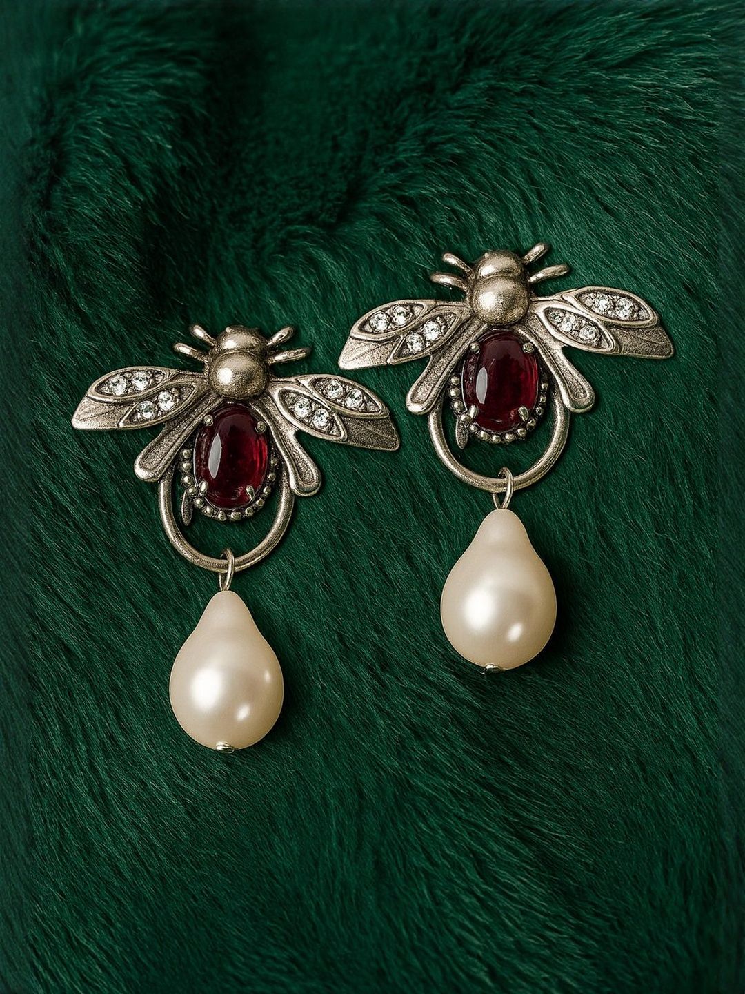 Nui Artificial Stones Studded & Beaded Korean Animal Shaped Drop Earrings-picture-28