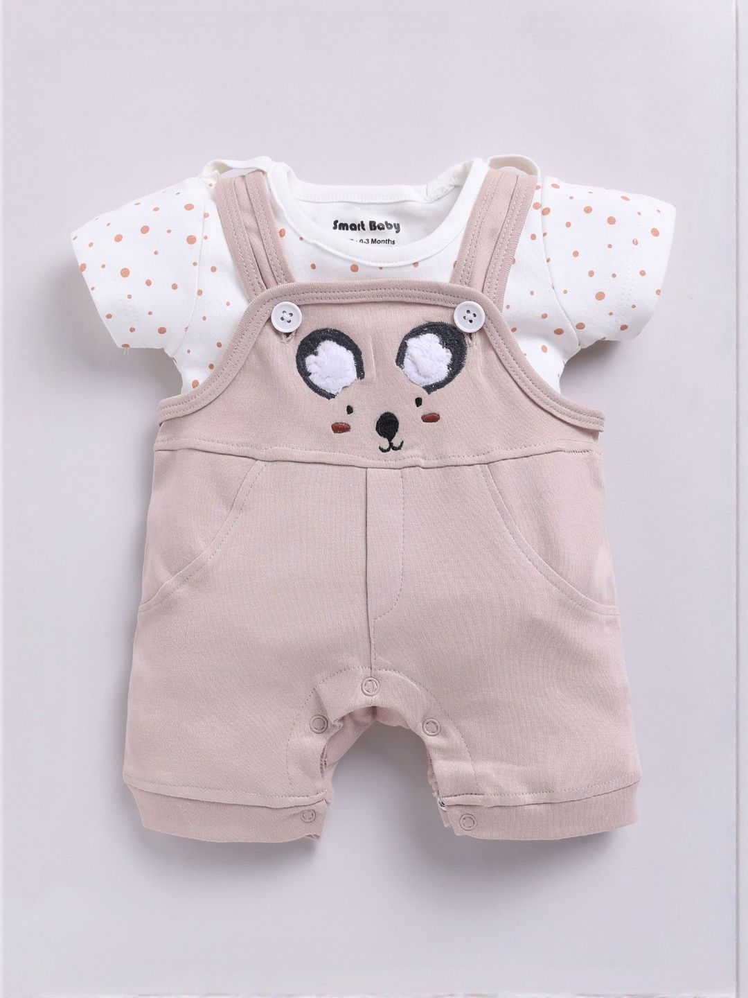 Smart Baby Girls Pure Cotton Printed Dungaree With T-Shirt-image-32