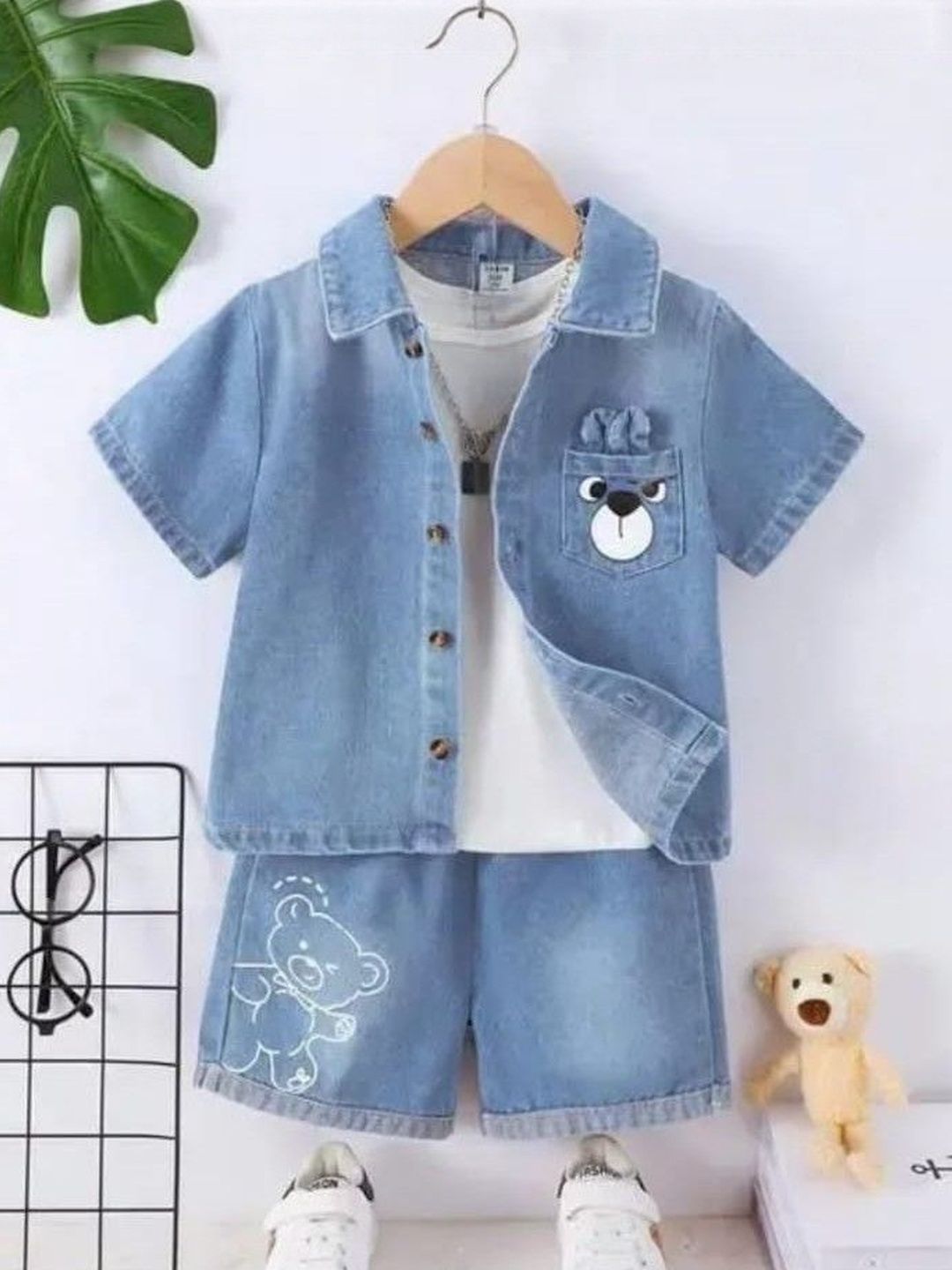 FAHAD CREATIONS Kids Printed Short Sleeves Shirt With Shorts