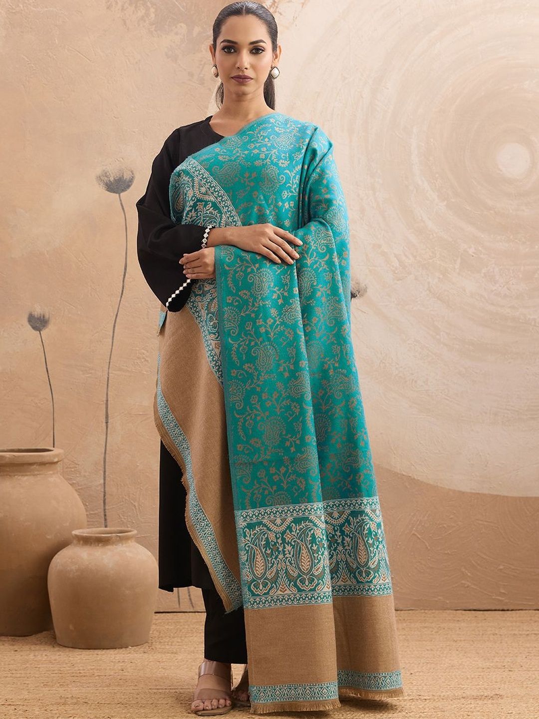 WEAVERS VILLA Women Ethnic Motifs Woven Design Shawl-picture-20