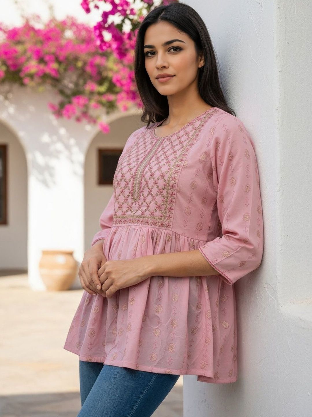 Rangita Women Ethnic Motifs Embroidered A-Line Empire Kurti-picture-28