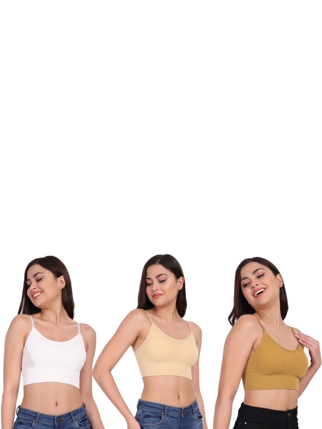 US FASHION Pack Of 3 Women Full Coverage Lightly Padded Cami Sports Bras-picture-28