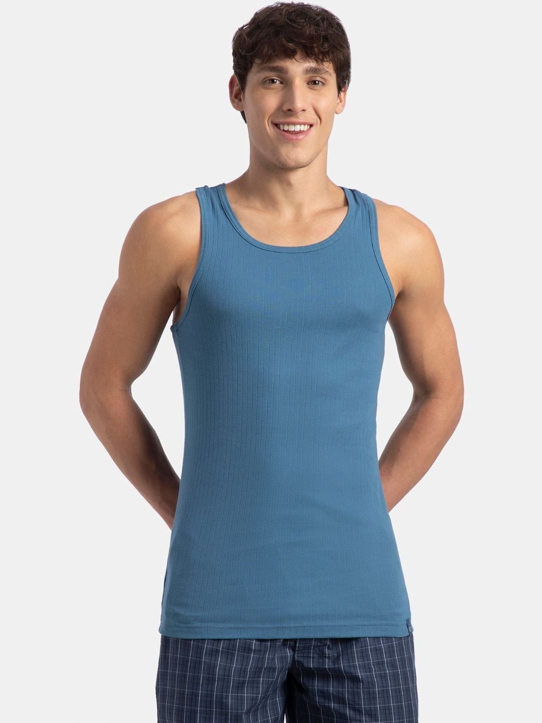 Jockey Men Solid Combed Cotton Rib Round Neck with Racerback Gym Vest-picture-22