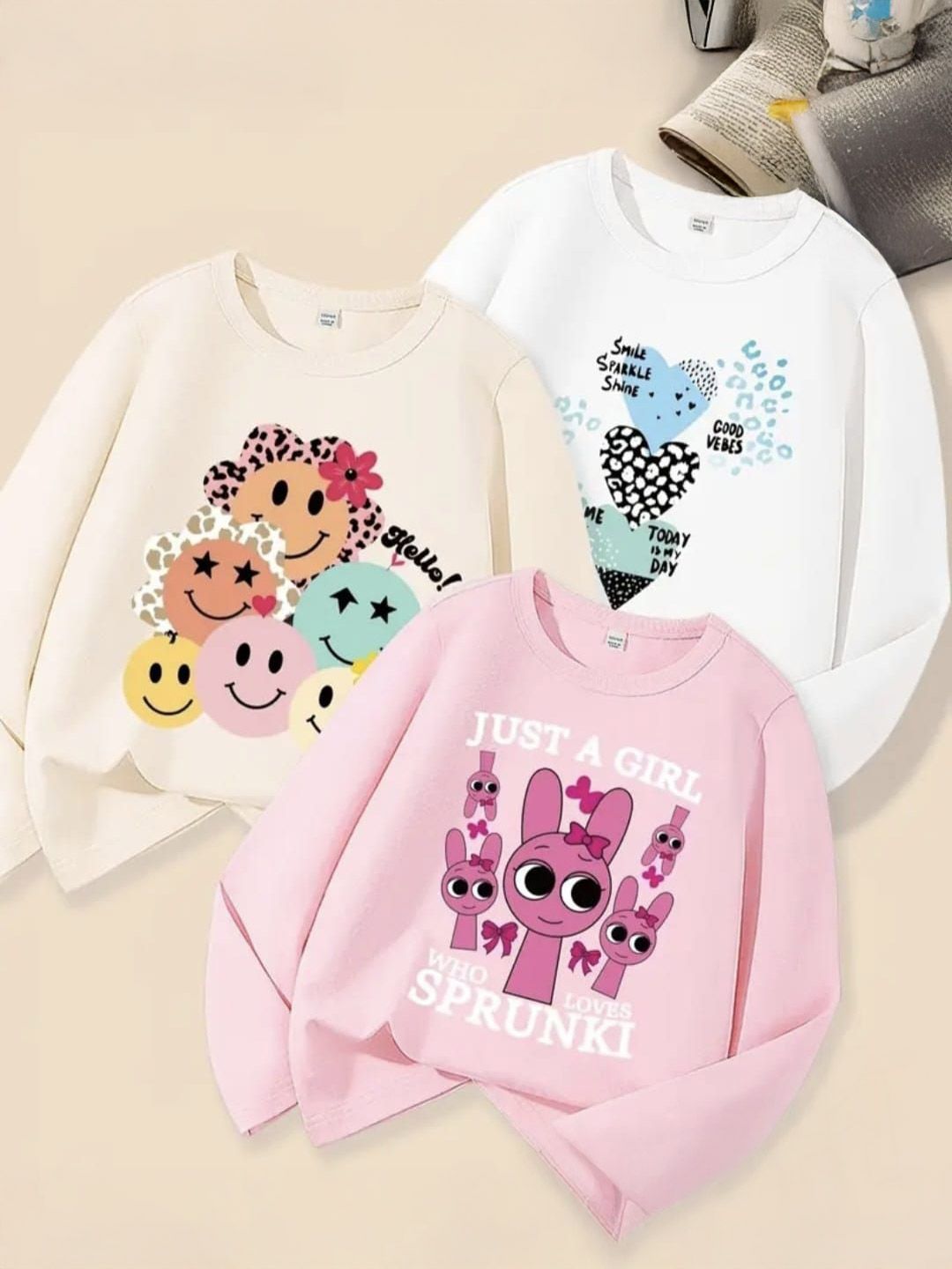 DAMN GUD DG Girls Pack of 3 Cotton Printed T-shirt-picture-12