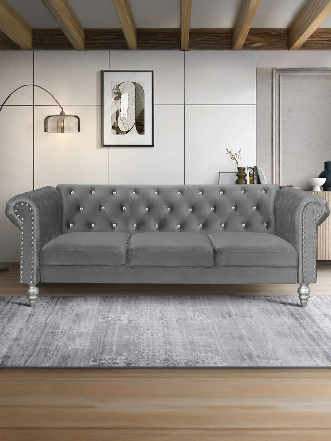 FRIENDS LIFE Velvet Tuxedo Design Sofa Loveseat With Armrest