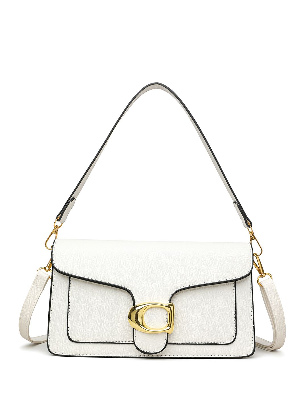 Diva Dale Women Solid Structured Buckle Detail Satchel Bag