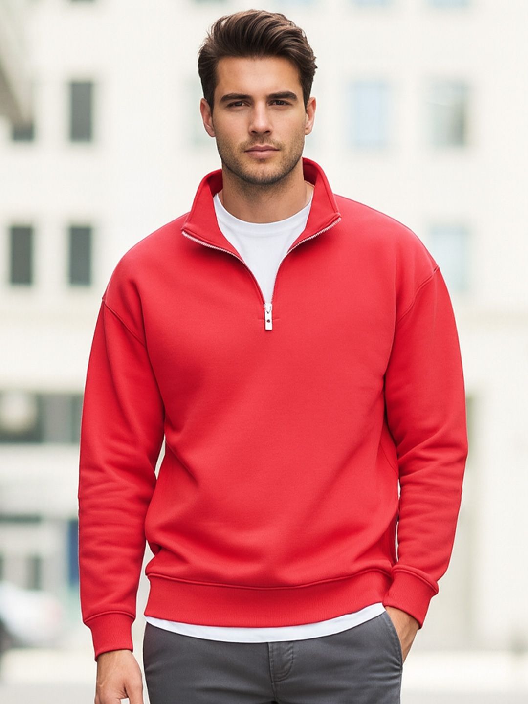 MACK JONNEY Men Solid Mock Neck Full Sleeves Sweatshirt-picture-36