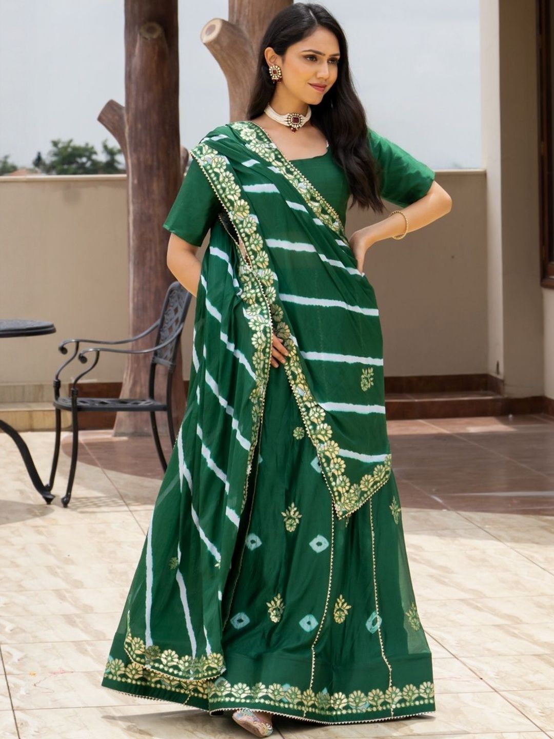 PRETTY PALLU Round Neck Gotta Patti Ready to Wear Lehenga & Blouse With Dupatta-image-19