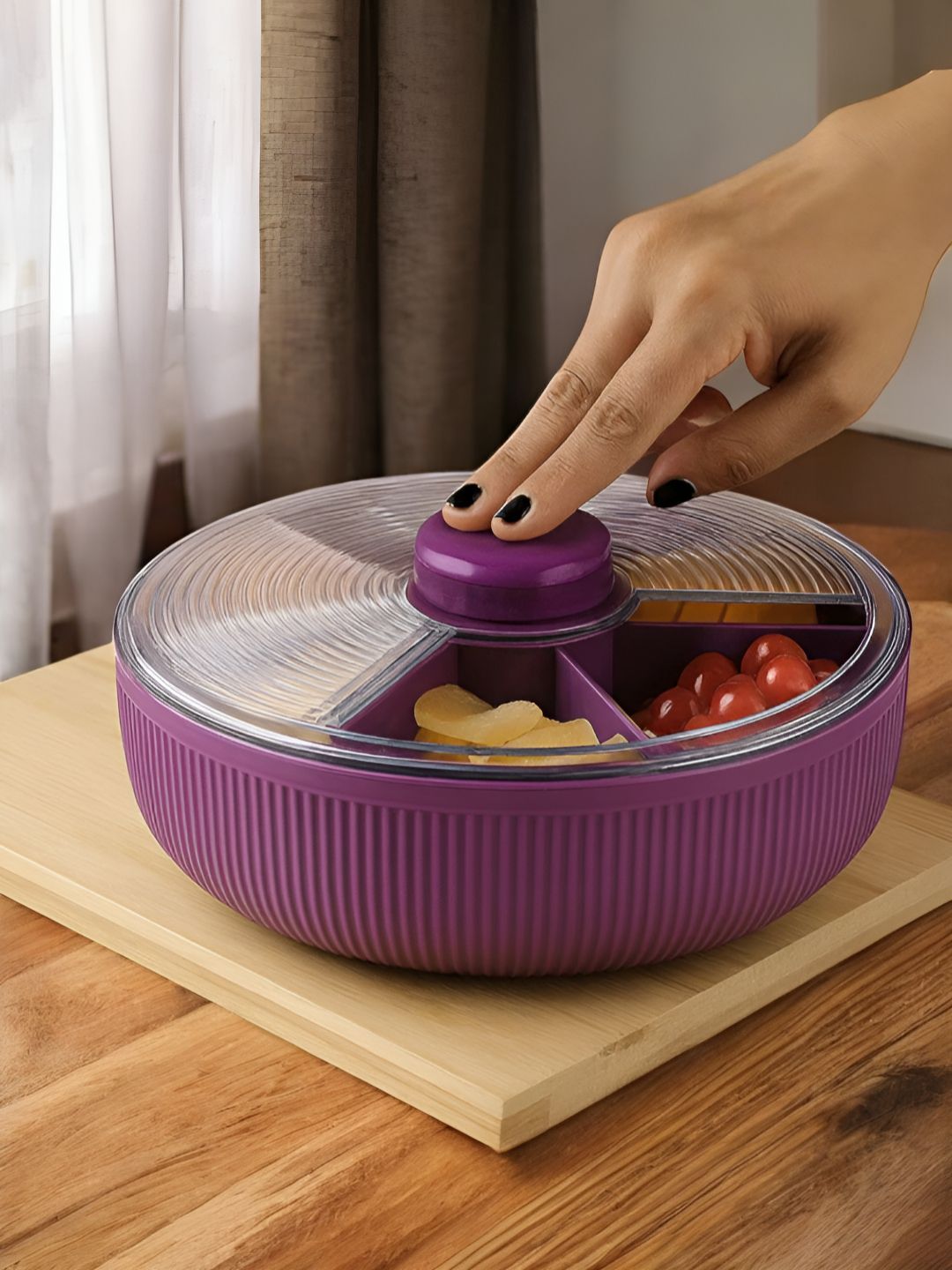 DeoDap Multipurpose Round Rotating Dry Fruit & Snack Storage Container-picture-16