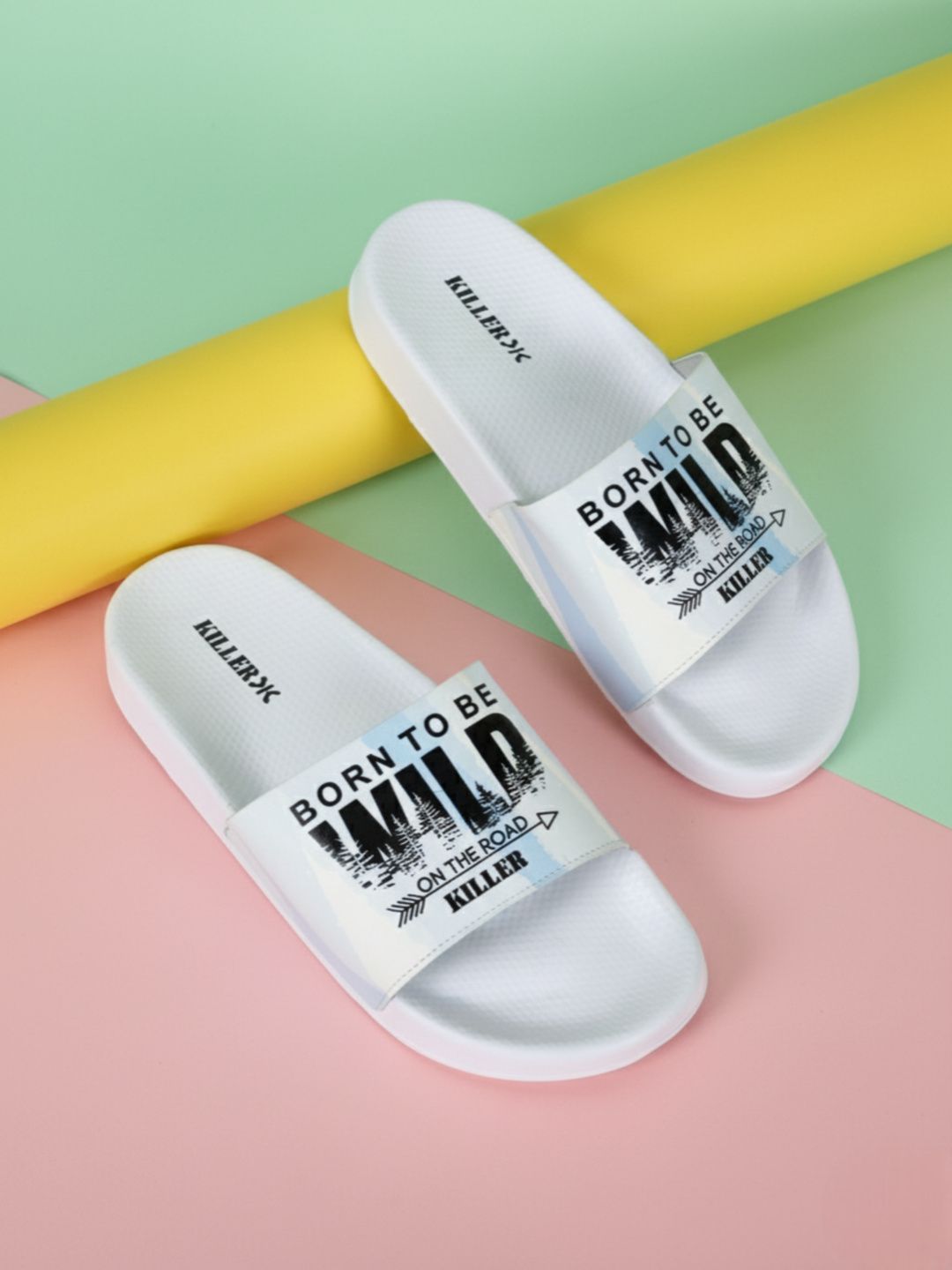 Killer Typography Printed Cushioned Footbed Sliders-picture-26