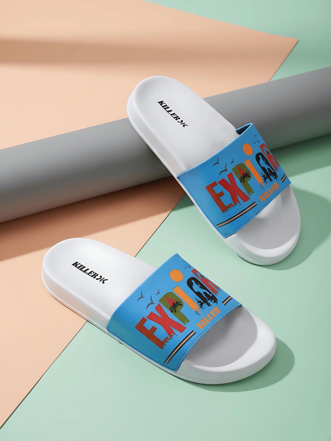 Killer Typography Printed Cushioned Footbed Sliders-picture-16