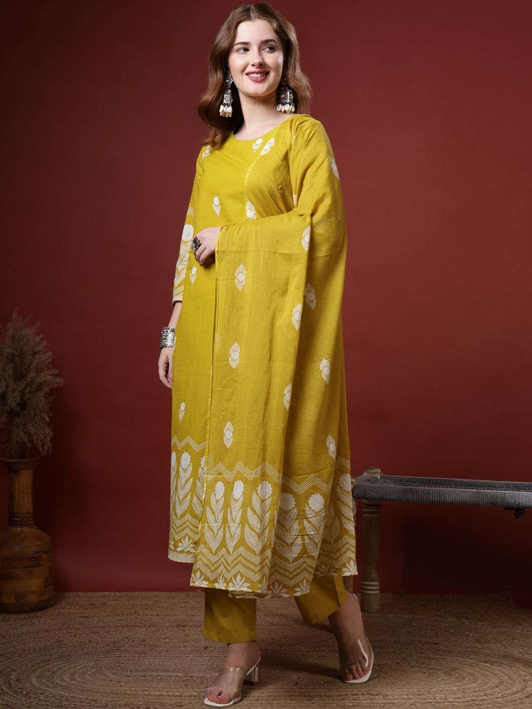 Anouk Women Floral Printed Regular Pure Cotton Kurta with Trousers & With Dupatta-picture-50