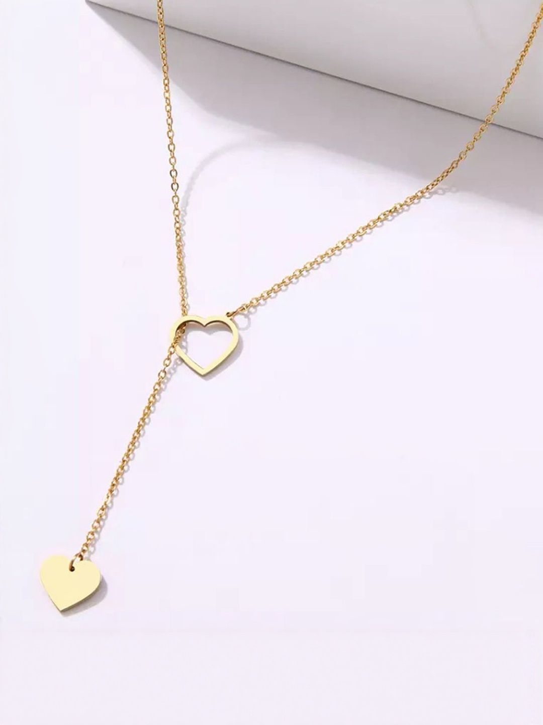 TheVineGirl Women Gold-Plated Single Layered Heart In Heart Pendant Necklace-image-32