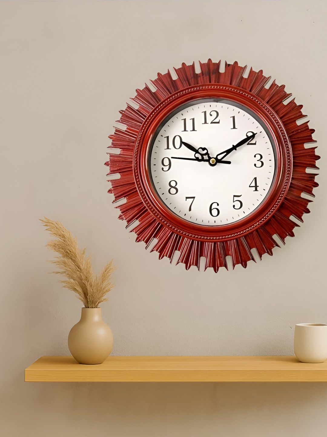 DeoDap Maroon & White Contemporary Wall Clock-picture-35