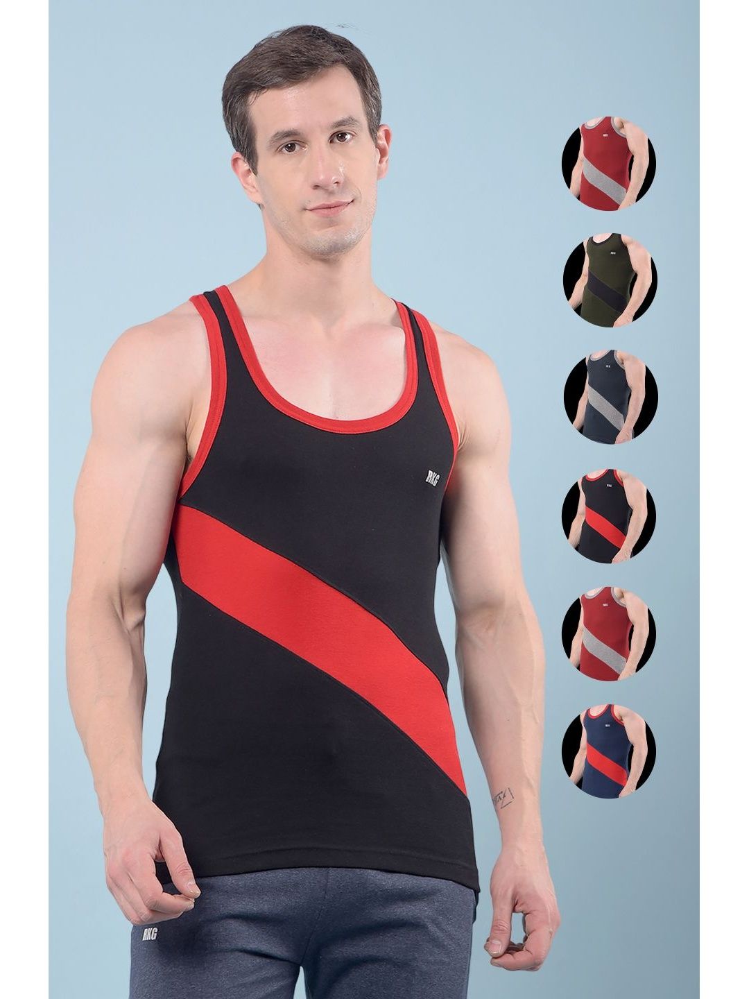 RKG Pack Of 7 Cotton Scoop Neck Gym Vests-picture-24
