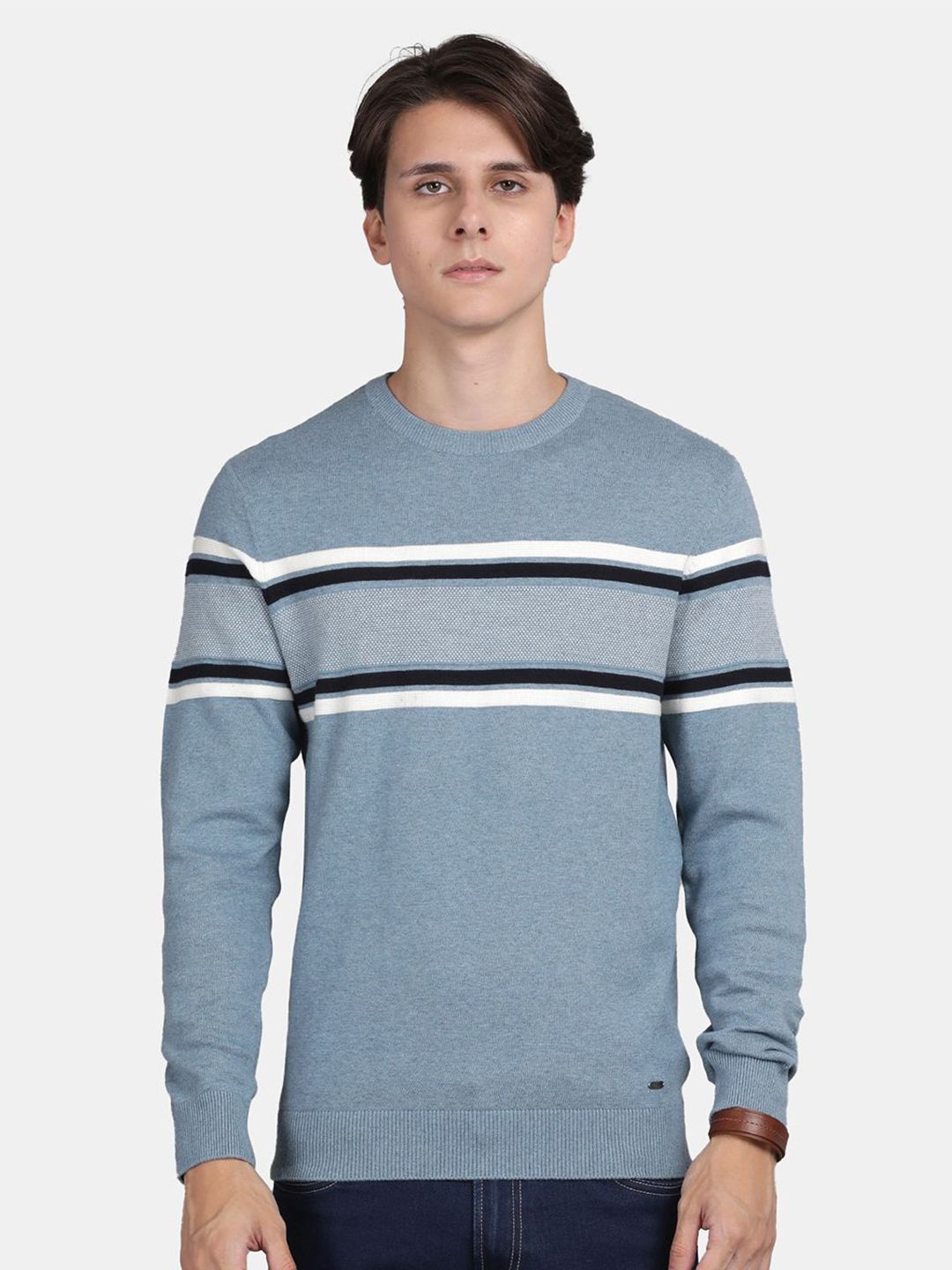 t-base Men Round Neck Striped Pullover-picture-30