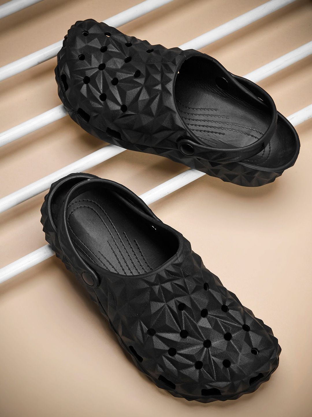 SHOELAMB Men Solid Black Clogs-image-17