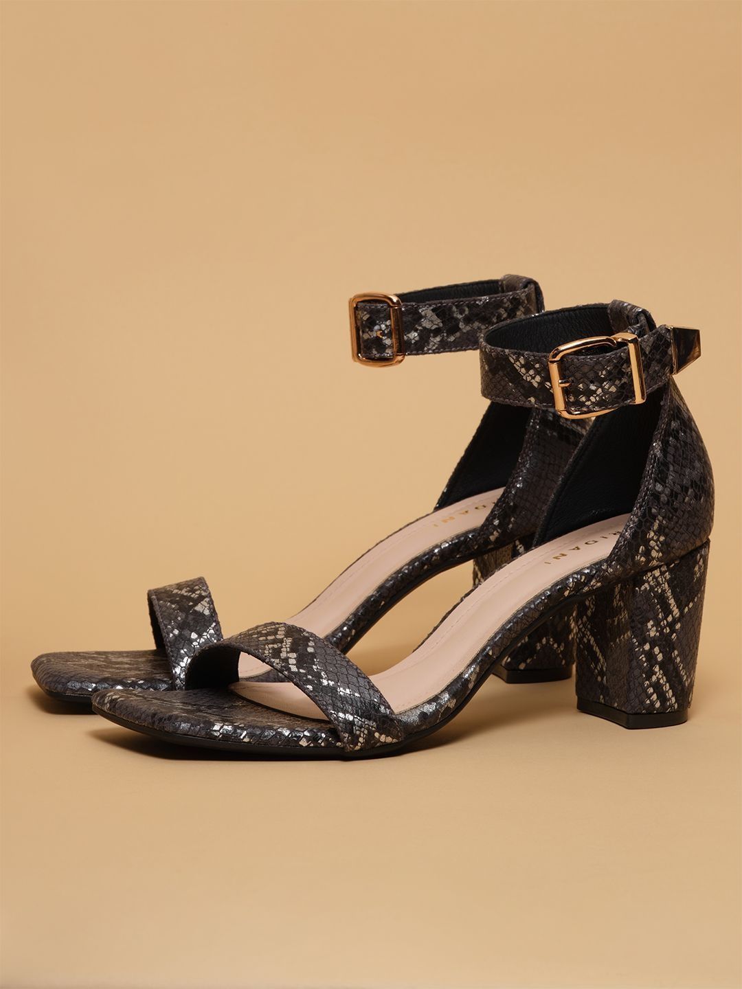 ERIDANI Ethel Textured Ankle Loop Square Toe Block Sandals-picture-43